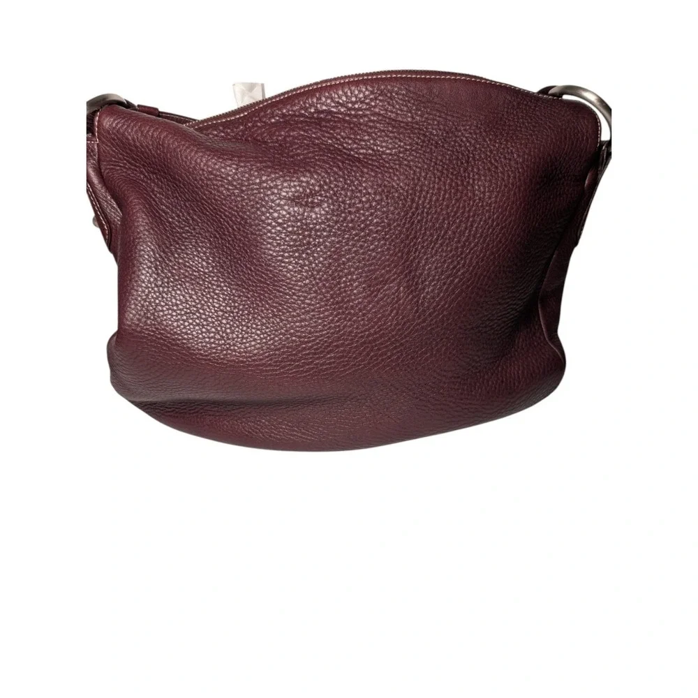 Talbots Oxblood Pebbled Leather Hobo Shoulder Bag Gold Hardware Classic Preppy